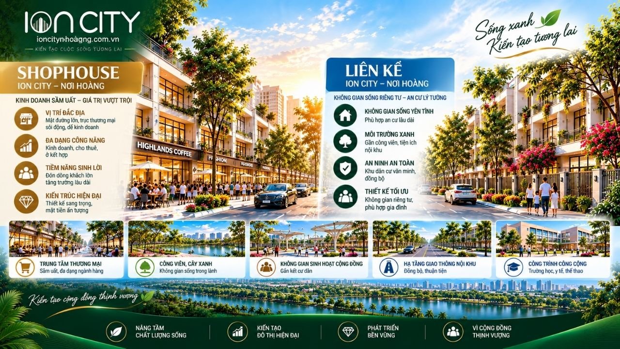 shophouse và liền kề của dự án nội hoàng ion city